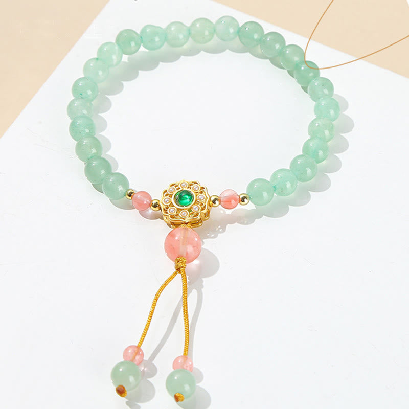 Buddha Stones Green Aventurine Luck Bead Tassel Bracelet - image 5