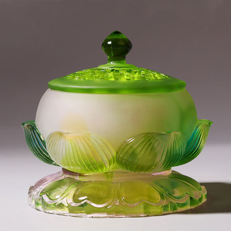 Buddha Stones Feng Shui Lotus Handmade Liuli Crystal Art Piece Home Office Offering Decoration - image 16