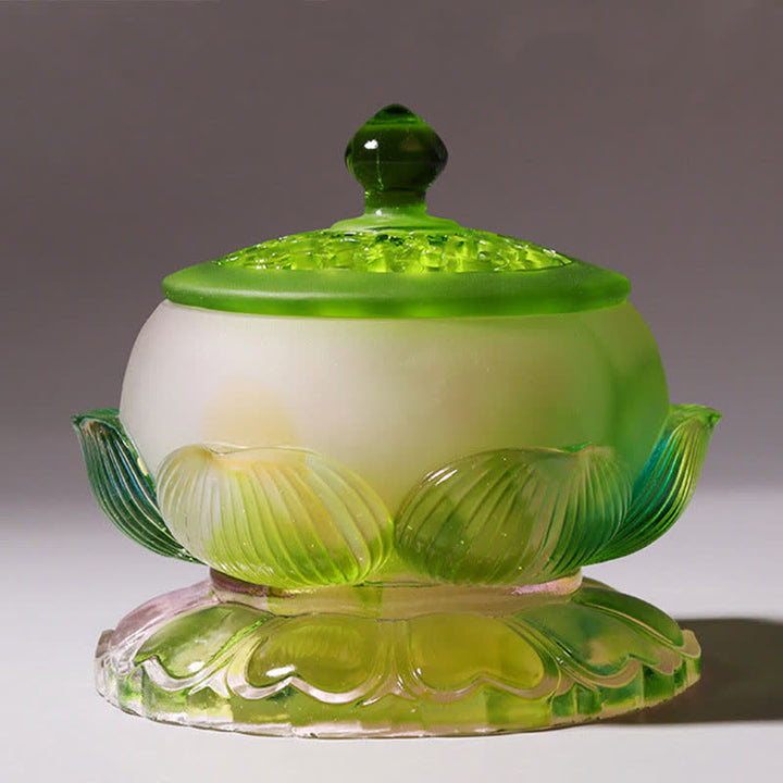 Buddha Stones Feng Shui Lotus Handmade Liuli Crystal Art Piece Home Office Offering Decoration - image 16