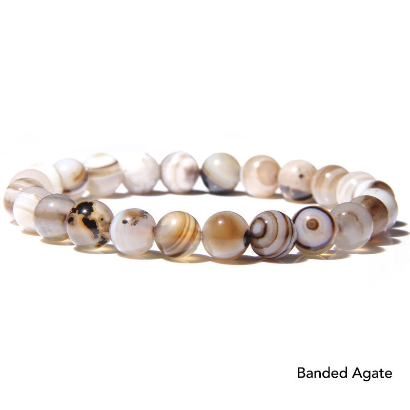 Natural Agate Stone Crystal Balance Beaded Bracelet - Banded Agate - image 26