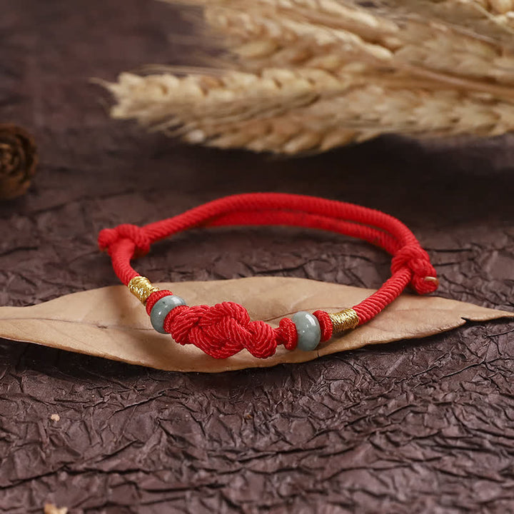 Buddha Stones Red String Jade Luck Fortune Knot Braided Couple Bracelet - image 15