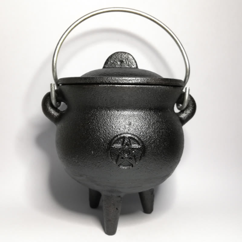 Buddha Stones Cast Iron Cauldron Prayer Altar Burning Holder Incense Sage Smudging Rituals Use Items - Medium Pentagram 13*11.5cm - image 6