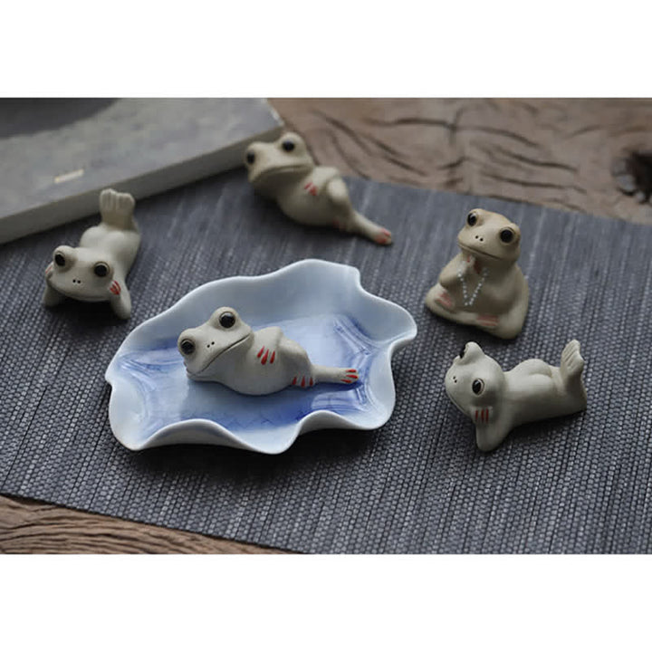 Buddha Stones Meditating Ceramic Small Frog Statue Decoration - image 8