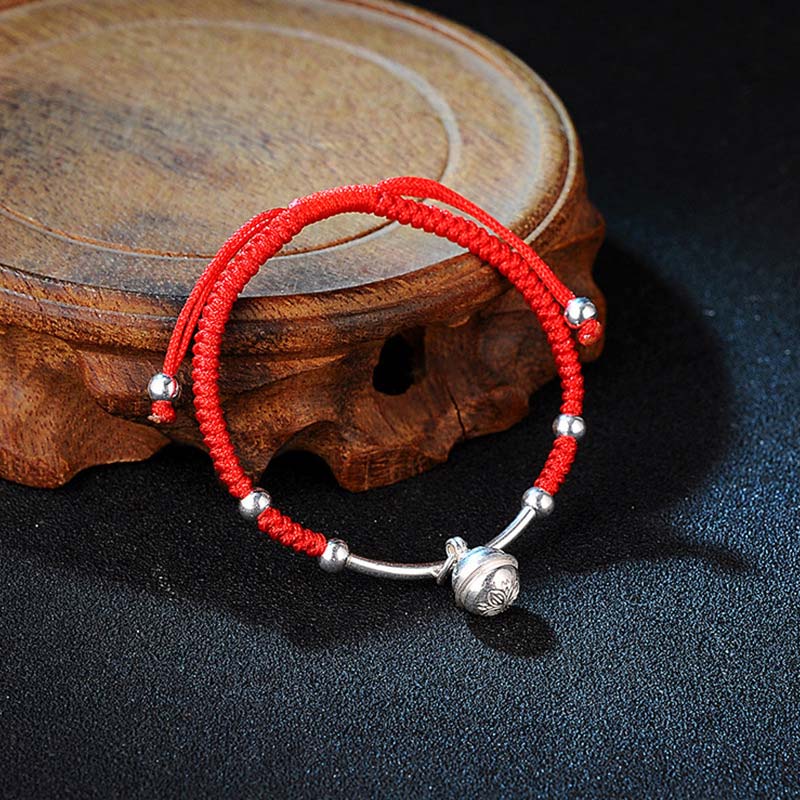 Buddha Stones FengShui Lucky Red String Bell Bracelet - Red(Wrist Circumference 14-21cm) - image 0