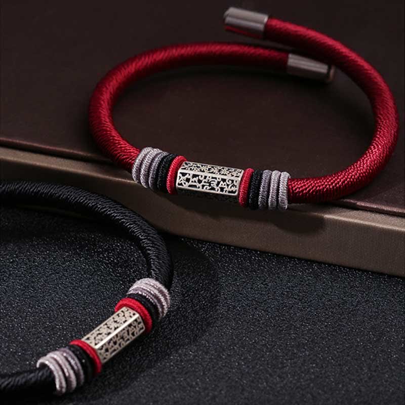 Buddha Stones 925 Sterling Silver Om Mani Padme Hum Peace Red String Bracelet - image 13