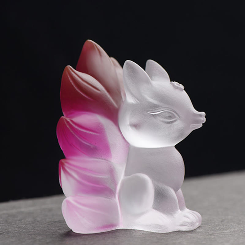 Buddha Stones Small Nine Tailed Fox Success Strength Home Figurine Decoration - image 3