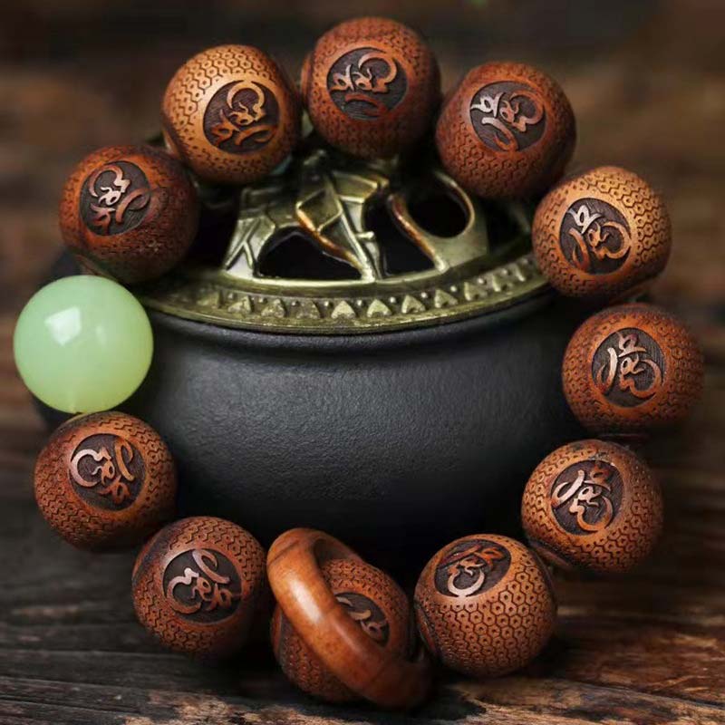 Buddha Stones Tibetan Rosewood Engraving Tiger Protection Bracelet - 20mm*11 - image 0