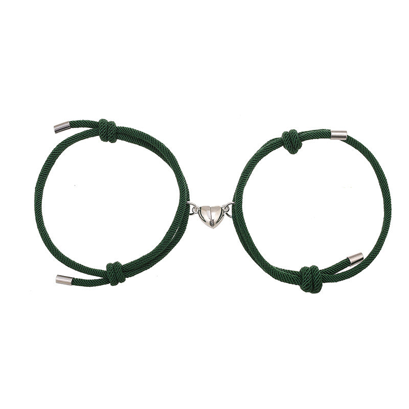 2Pcs Love Magnetic Couple String Strength Bracelet - Dark Green - image 23