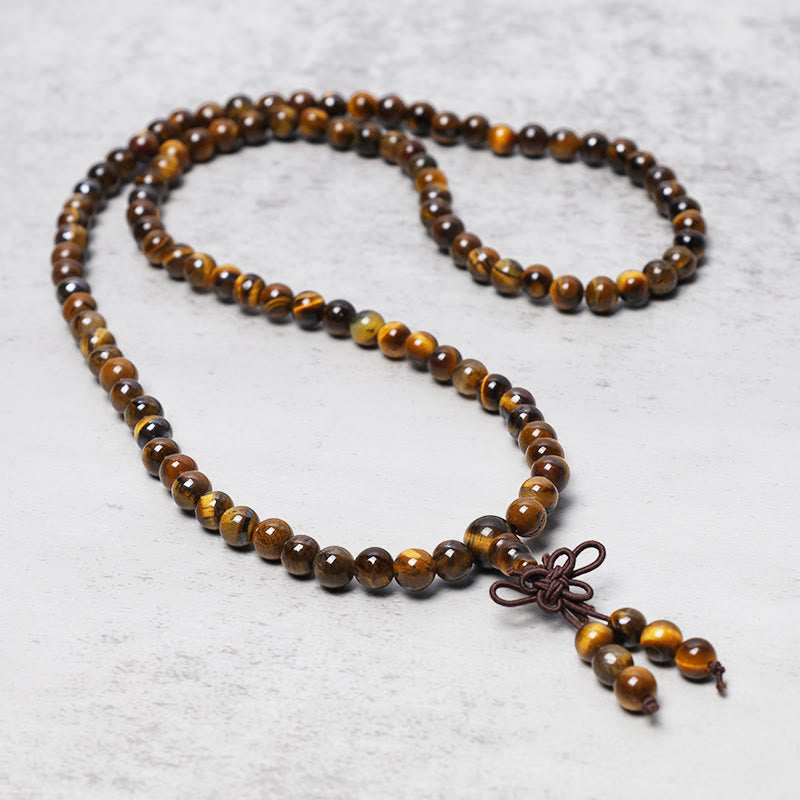 Buddha Stones Tibetan 108 Natural Tiger Eye Gemstone Beads Prayer Mala Bracelet Necklace - image 0