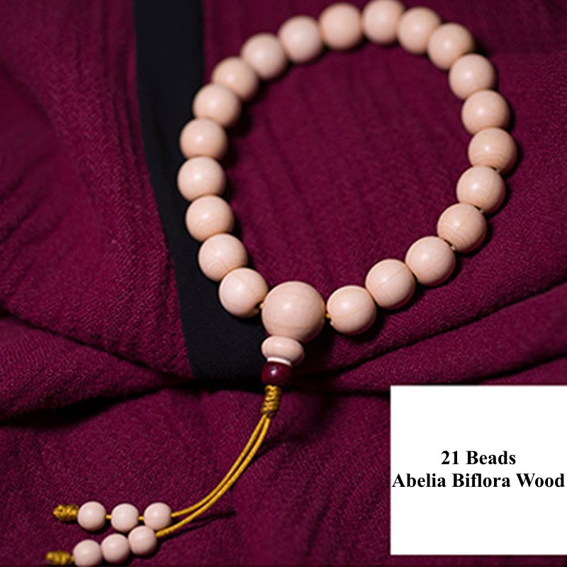 Buddha Stones Natural Abelia Biflora Wood Blessing Wrist Mala - image 8