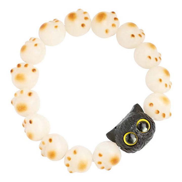 Buddha Stones Natural Bodhi Seed Red Sandalwood Lovely Paw Lucky Cat Peace Bracelet - image 6