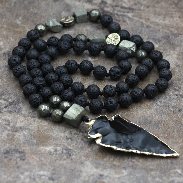 Buddha Stones Natural Lava Rock Yoga Meditation Necklace Arrow Pendant - image 5