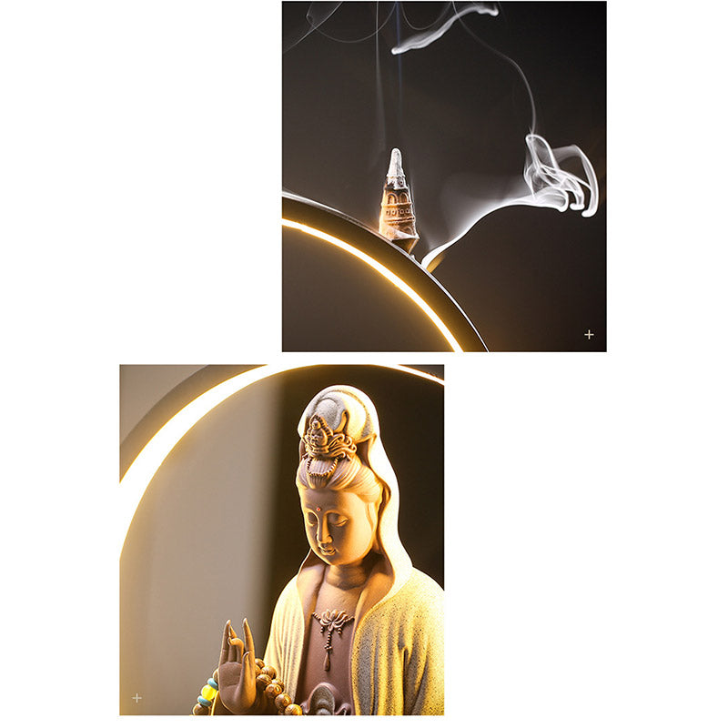 Buddha Stones Buddha Avalokitesvara Ceramic Lotus Relaxation Incense Burner Decoration - image 15