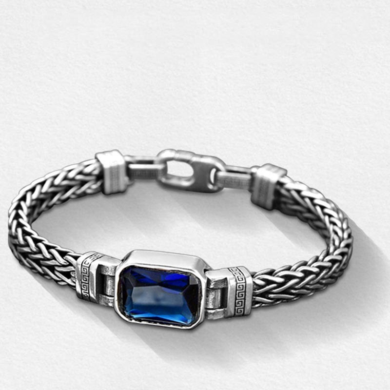 Buddha Stones Retro Blue Acrylic Dragon Keel Braided Design Healing Wealth Buckle Bracelet - image 12