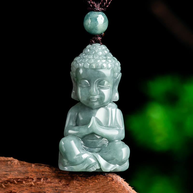 Buddha Stones Natural Jade Meditation Buddha Amulet Serenity Necklace Pendant - Buddha Symbol(Compassion♥Serenity) - image 0