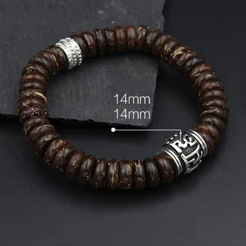 Buddha Stones Natural Tibetan Coconut Shell Om Mani Padme Hum Positive Bracelet - image 20