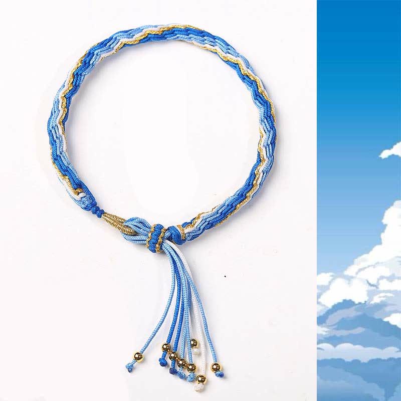 Reincarnation Knot Luck String Protection Braid Bracelet - Light Blue (Wrist Circumference 14-20cm) - image 8
