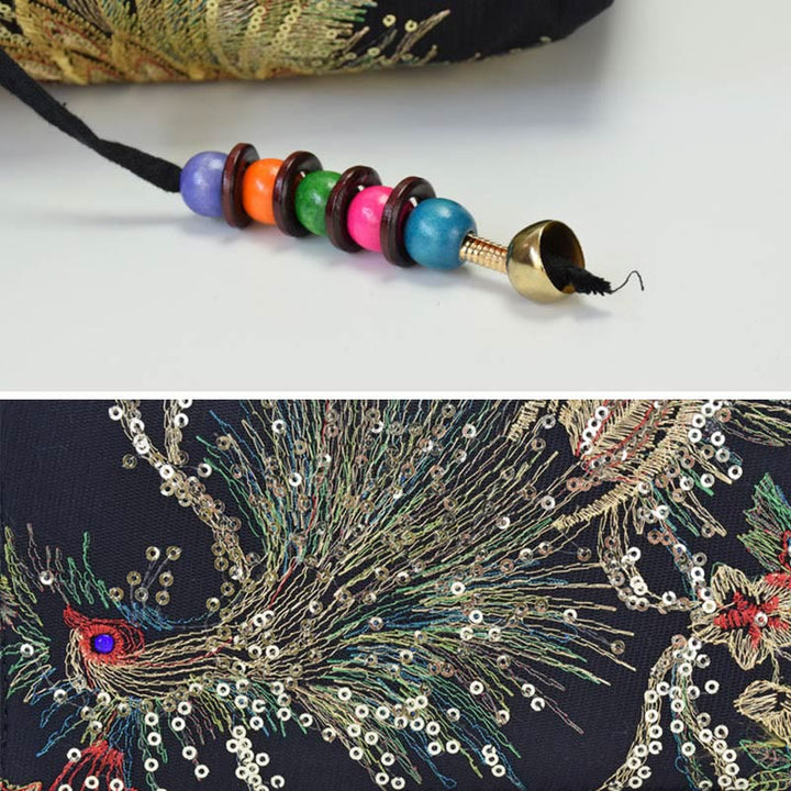 Buddha Stones Peacock Double-sided Embroidery Tote Bag Shoulder Bag Crossbody Bag - image 11