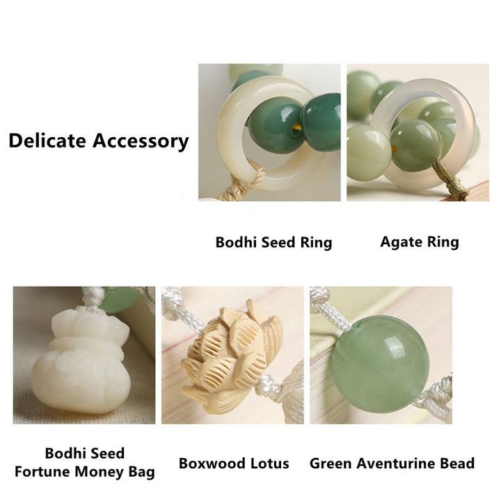 Buddha Stones Natural Gradient Bodhi Seed Fortune Money Bag Lotus Wisdom Tassel Wrist Mala - image 7