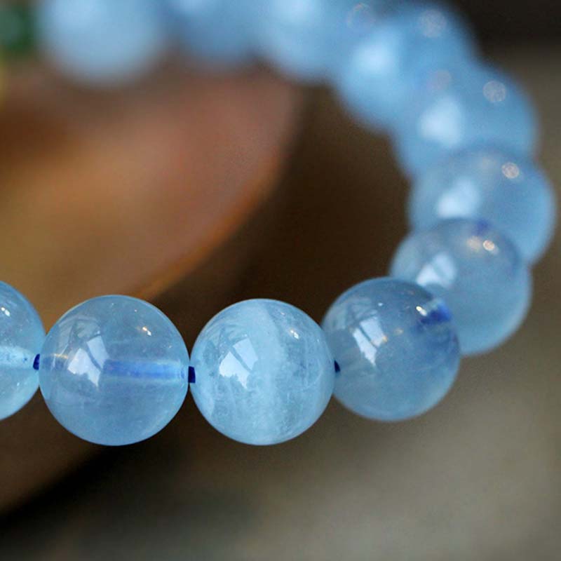 Natural Aquamarine Amber Beads Serenity Healing Bracelet - image 12