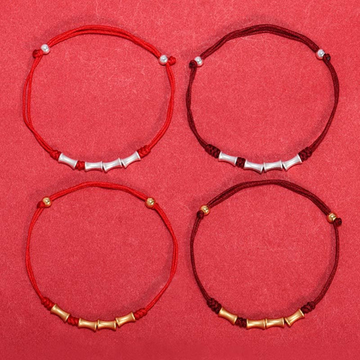 Buddha Stones 925 Sterling Silver Bamboo Design Protection Luck Braided Bracelet - image 16