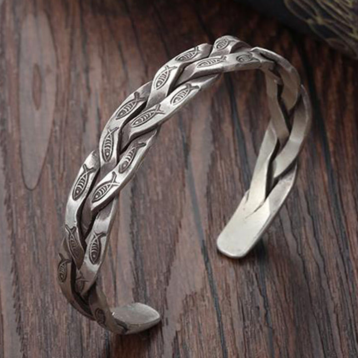 Buddha Stones Koi Fish Twisted Design Luck Wealth Cuff Bracelet Bangle - image 6
