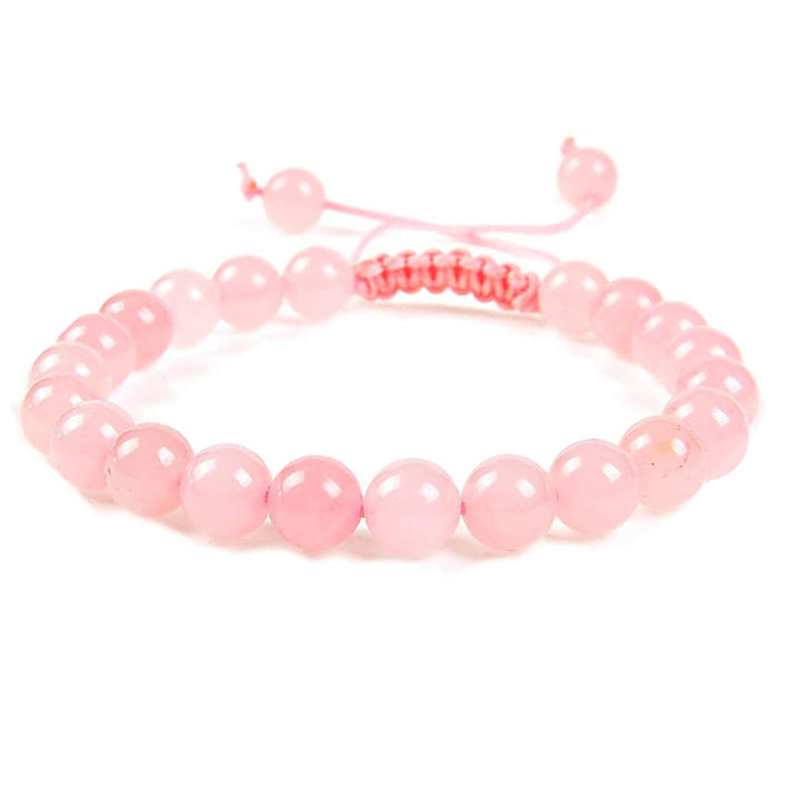 Buddha Stones Natural Healing Power Gemstone Crystal Beads Unisex Adjustable Macrame Bracelet - Pink Crystal - image 13
