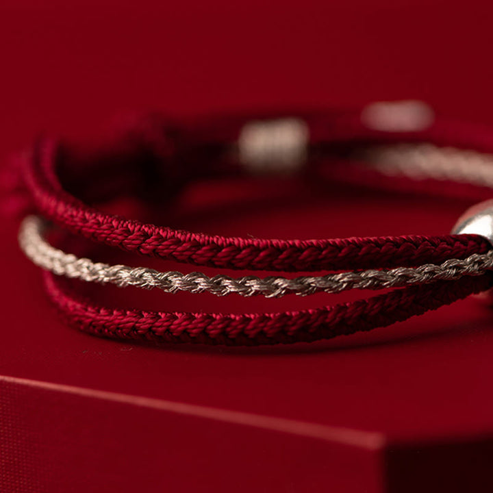 Buddha Stones 925 Sterling Silver Tibetan Zakiram Goddess of Wealth Luck Rope Bracelet - image 3