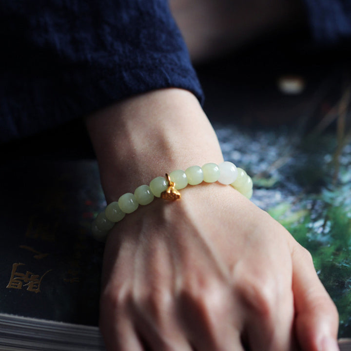 Buddha Stones Jade Lotus Abundance Adjustable Bracelet - image 7