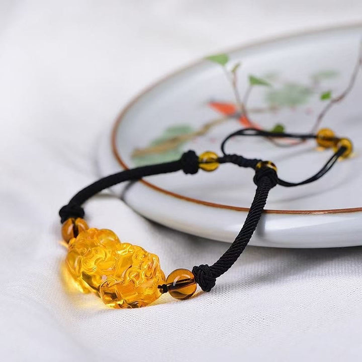 Buddha Stones Natural Obsidian Amethyst Citrine PiXiu Cooper Coin Wealth Bracelet - image 15