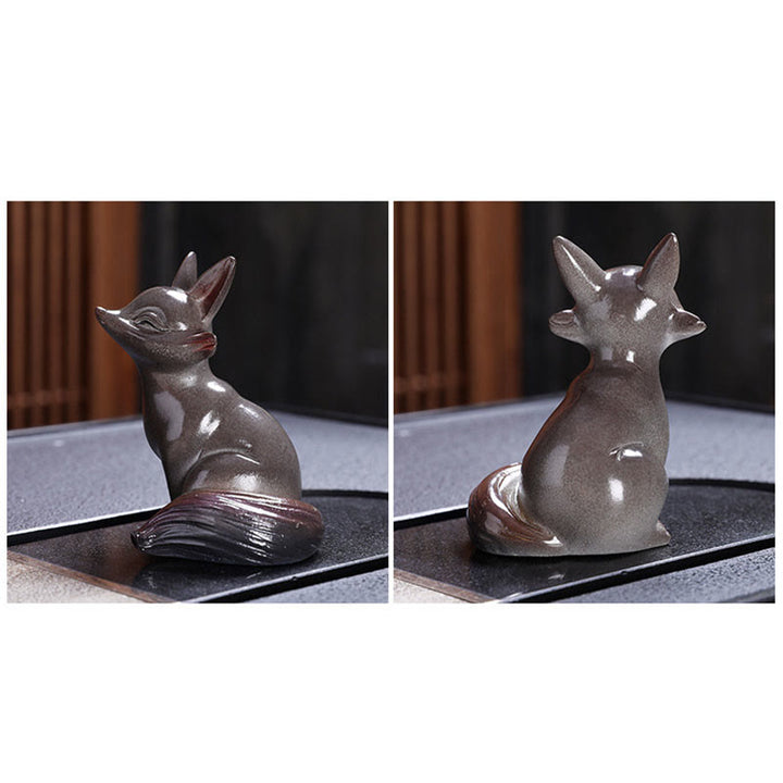Buddha Stones Color Changing Small Cute Fox Tea Pet Resin Home Figurine Decoration - image 8