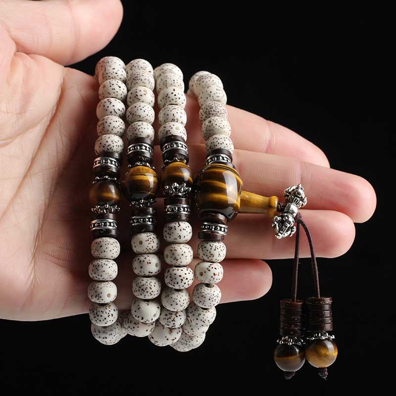 Buddha Stones Handmade Tibetan Tiger Eye Bodhi Seed Peace Bracelet - image 6