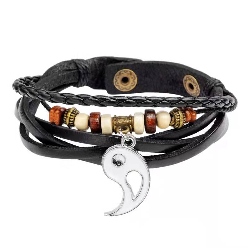 Buddha Stones Yin Yang Pendant Couple Balance Bracelet - White - image 6