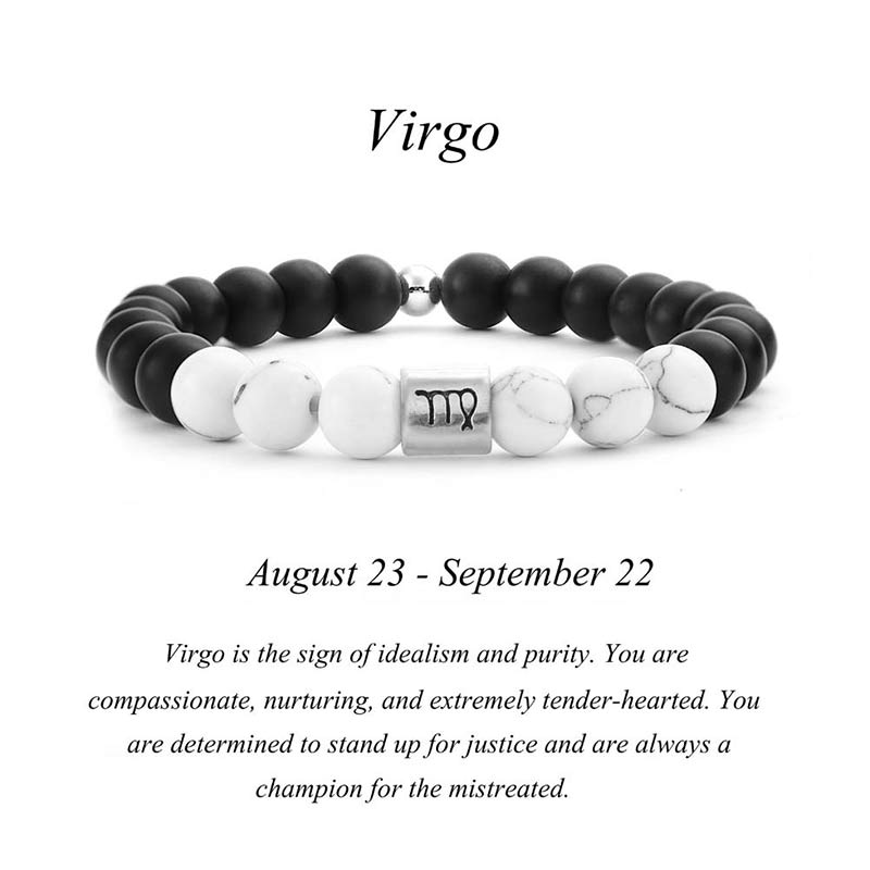 Buddha Stones 12 Constellations of the Zodiac Natural Frosted Stone White Turquoise Bead Fortune Bracelet - Virgo - image 9
