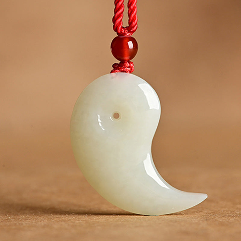 Buddha Stones Yin Yang White Jade Cyan Jade Protection Blessing Necklace String Pendant - image 7