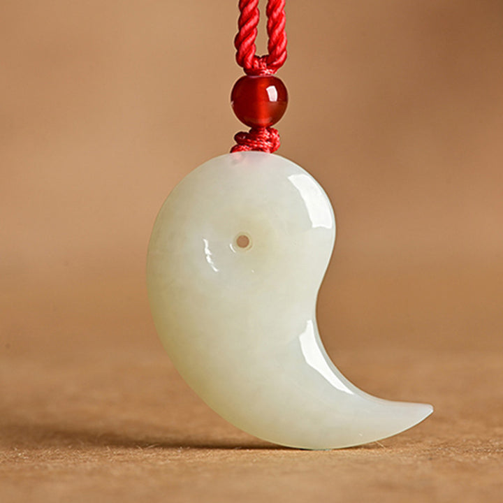 Buddha Stones Yin Yang White Jade Cyan Jade Protection Blessing Necklace String Pendant - image 7