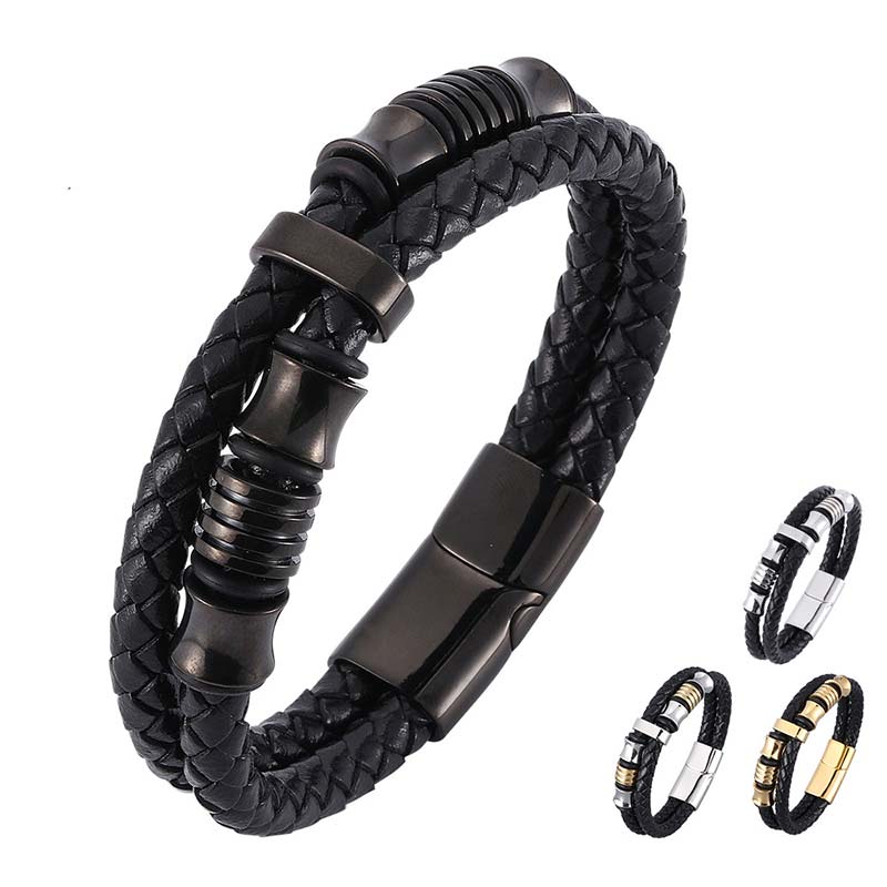 Buddha Stones Layered Leather Weave Fortune Bracelet - image 2