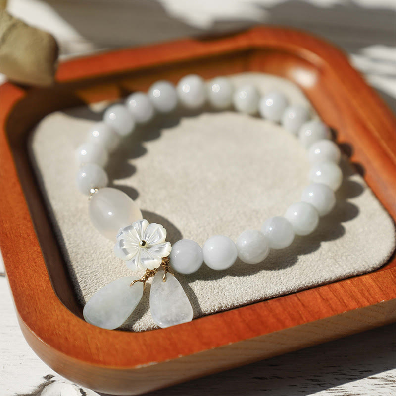 Buddha Stones Natural White Jade Luck Bracelet - image 2