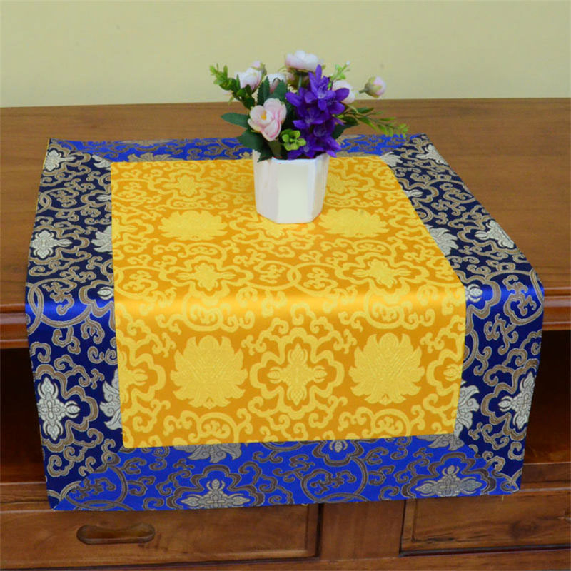 Brocade Prayer Altar Flower Vajra Dragon Pattern Auspicious Symbols Table Runner - image 11