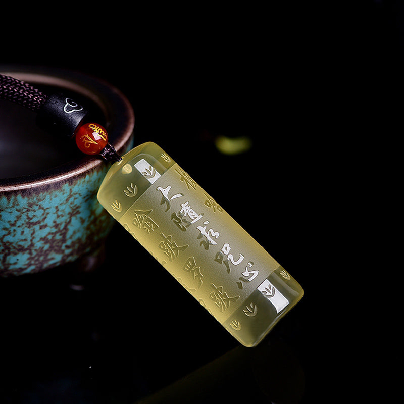 Heart Sutra Citrine Happiness Strength Necklace Pendant - Great Follower Mantra - image 13