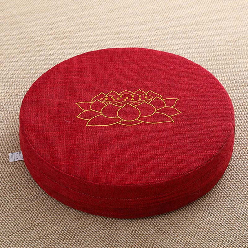 Buddha Stones Lotus Embroidery Cotton Linen Meditation Seat Cushion - Soft - 40cm*10cm - FireBrick - image 22