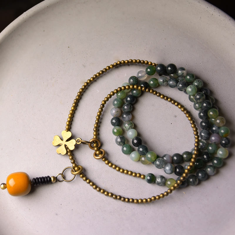 Buddha Stones Moss Agate Copper Lucky Multilayer Bracelet - image 1