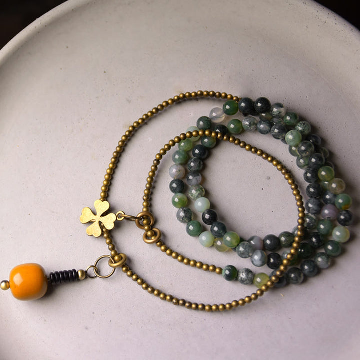 Buddha Stones Moss Agate Copper Lucky Multilayer Bracelet - image 1
