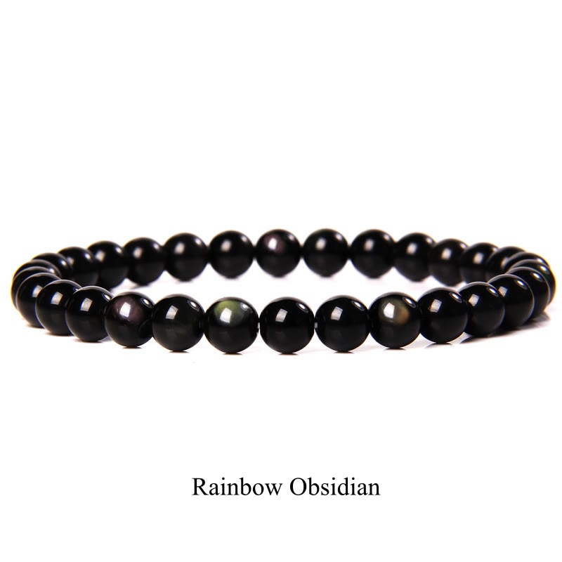 Buddha Stones Natural Stone Quartz Healing Beads Bracelet - 8mm - Rainbow Obsidian - image 5