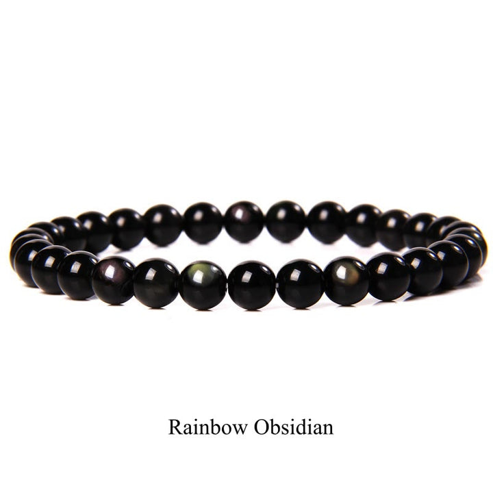 Buddha Stones Natural Stone Quartz Healing Beads Bracelet - 8mm - Rainbow Obsidian - image 5