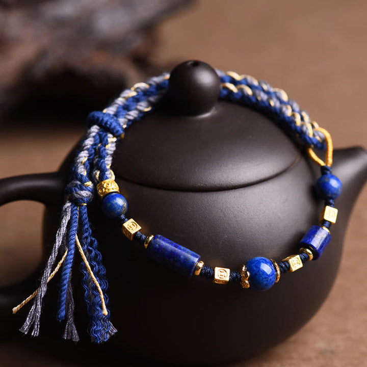 Buddha Stones Handmade Natural Lazurite Bead Positive Rope Bracelet - image 2