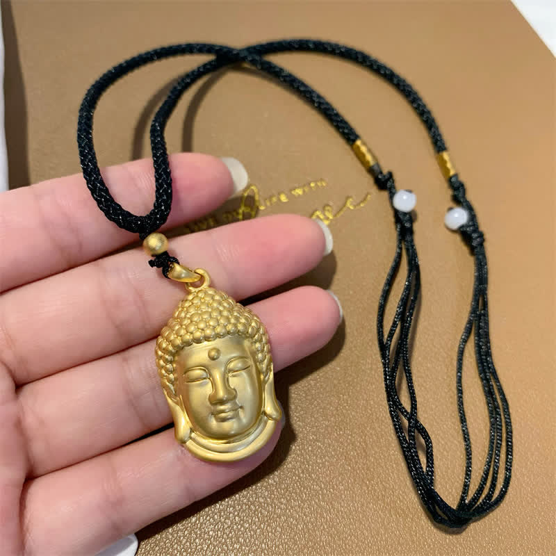 Buddha Stones Gold Buddha Copper Wealth Necklace Pendant - Large - image 0