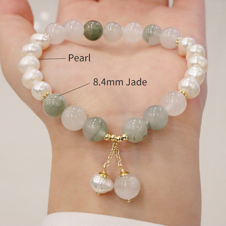 Buddha Stones Natural Pearl Jade Healing Sincerity Bracelet - Pearl Jade - image 0