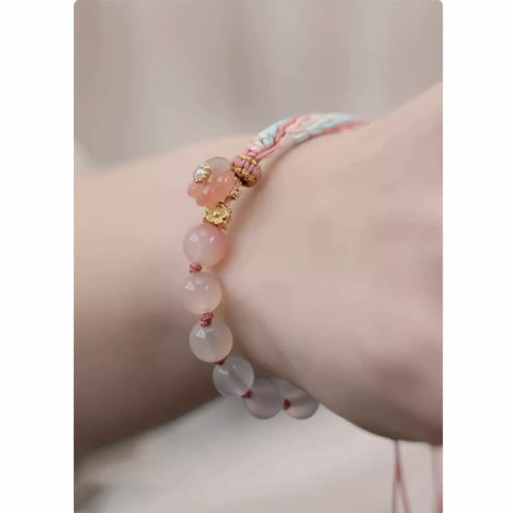 Buddha Stones Natural Gradient Agate Reincarnation Knot Peach Blossom Wealth Luck Handmade String Bracelet - image 8