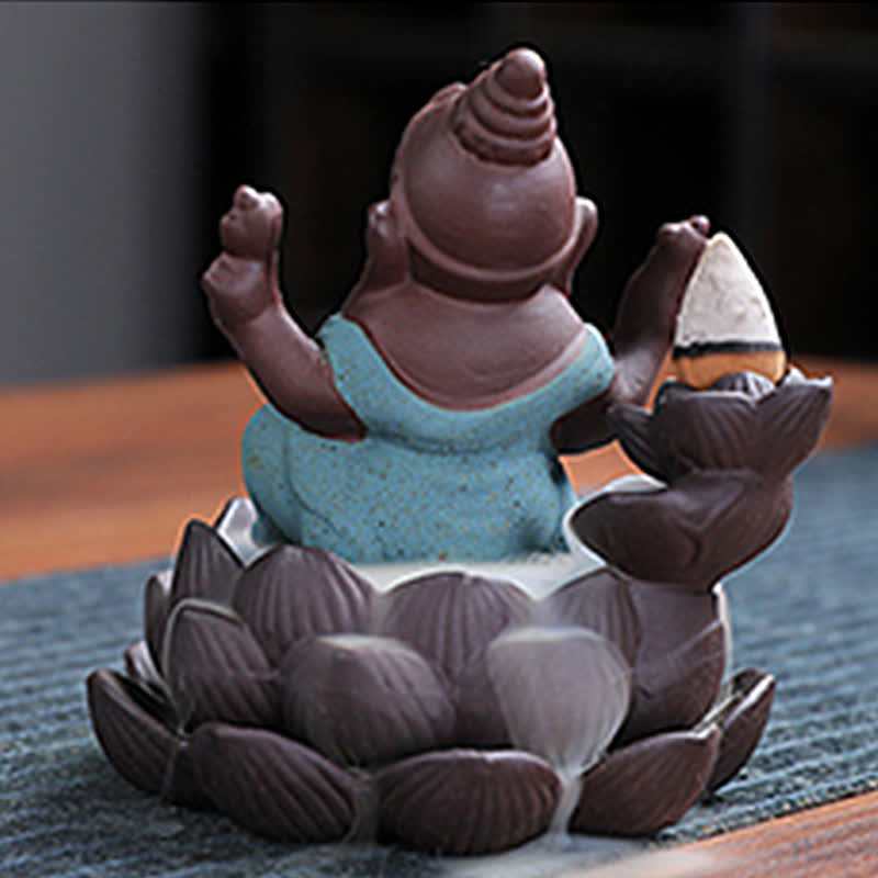 Ganesh Elephant Purple Clay Backflow Smoke Fountain Protection Incense Burner - image 12